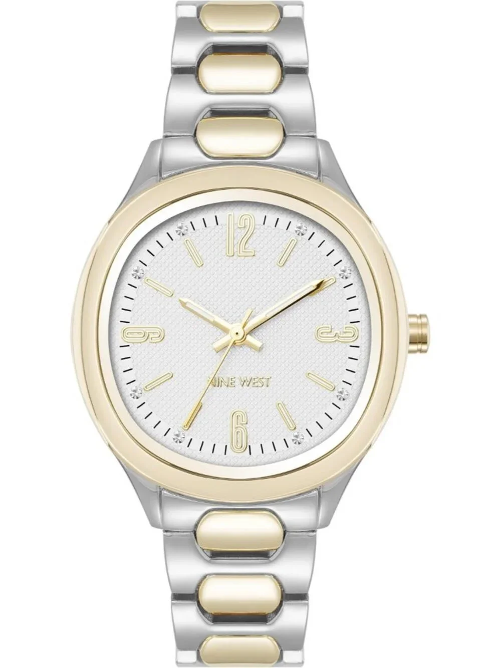 Nine West Women's Silver Gold Analog Quartz Textured Dial Classic Bracelet Watch